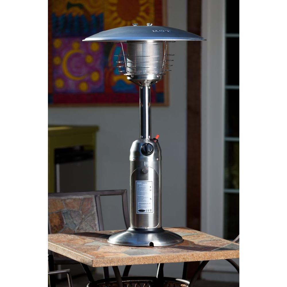 Stainless Steel Tabletop Propane Patio Heater with Auto Shutoff