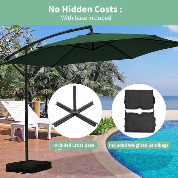 free standing patio umbrella replacements PURPLE LEAF 15x9ft Double-Sided Rectangular Outdoor Market with Base, Light Grey Waterproof and Bonosuki 7.5-foot Waterproof Sunshade Canopy