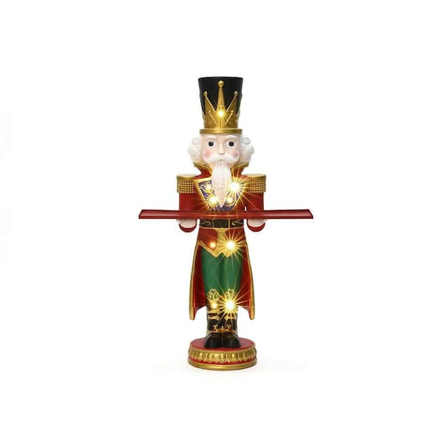 48.03 in. Tall Nutcracker Red Soldier with Tray, Battery-Operated Christmas Decoration with Lights