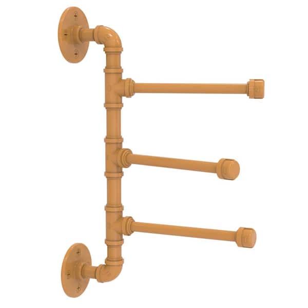 Pipeline 6in. 3 Swing Arm Vertical Towel Bar in Golden Yellow