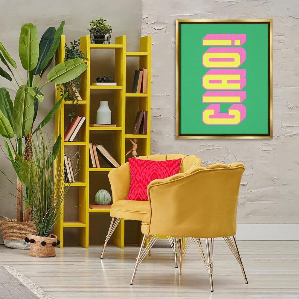 Ciao Bold Lettering by House of Lulu Gold Floater Frame Typography Graphic Art Print 31 in. x 25 in. price history on PriceWatchPro