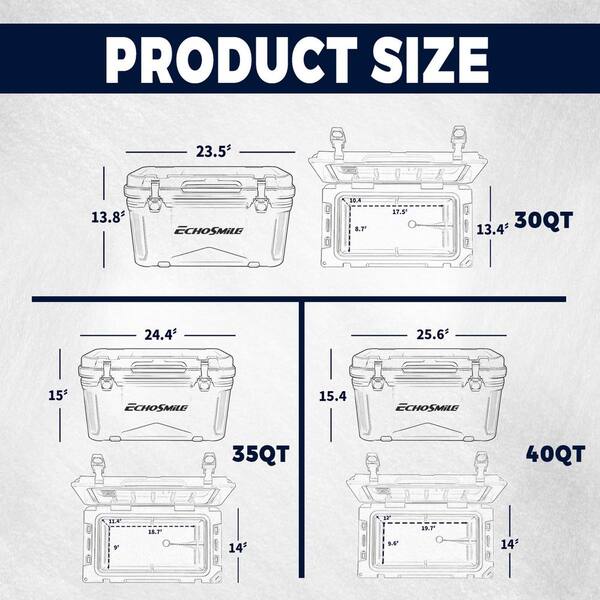 Tunearary 40 qt. Outdoor White Insulated Box Cooler with Stretch
