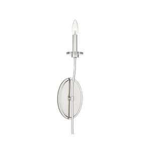 Richfield 5 in. 1-Light Polished Nickel Wall Sconce with Crystal Accents