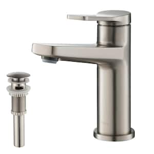 Single Hole Single-Handle Basin Bathroom Faucet with Pop-Up Drain in Spot Free Stainless Steel