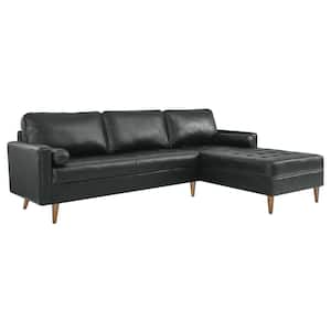 Valour 98 in. Leather Sectional Sofa in Black
