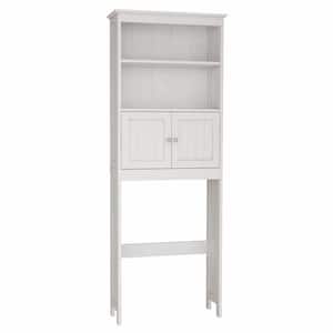 25.98 in. W x 69.92 in. H x 9.05 in. D White MDF 2 -Tier Bathroom Over-the-Toilet Storage Linen cabinet With 2 Doors