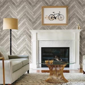 Altadena Light Grey Diagonal Wood Strippable Wallpaper (Covers 56.4 sq. ft.)