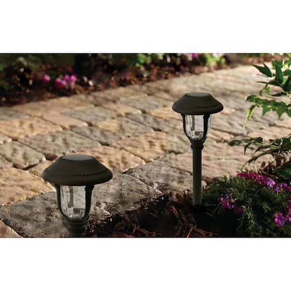 Hampton Bay Solar Bronze Outdoor Integrated LED Landscape Path Light with Ribbed Glass Lens (6-Pack)