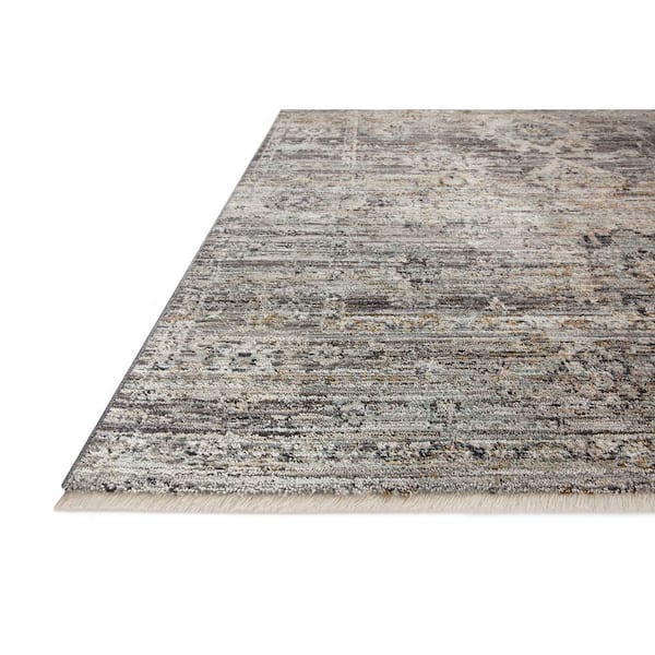 Jean Stoffer Katherine Graphite / Jade 5 ft. 3 in. x 7 ft. 9 in. Traditional Area Rug