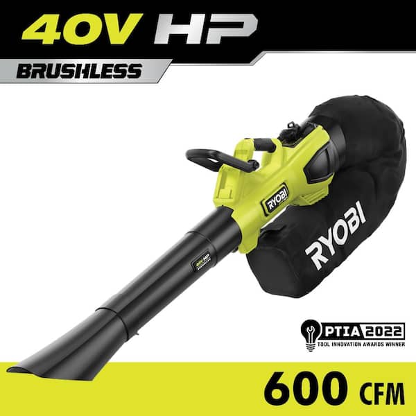 RYOBI 40V HP Brushless 100 MPH 600 CFM Cordless Leaf Blower/Mulcher/Vacuum (Tool Only)