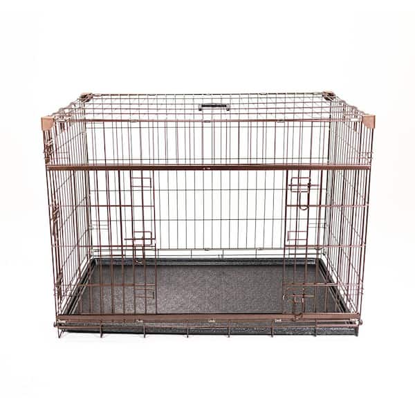 Dwell Series 42 in. W x 31 in. H x 28 in. D Bronze Metal Double-Door Dog Crate with Sliding Side Door