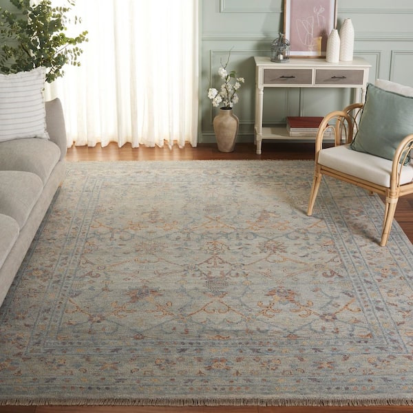 Izmir 9 ft. x 12 ft. Gray/Rust Distressed Border Area Rug