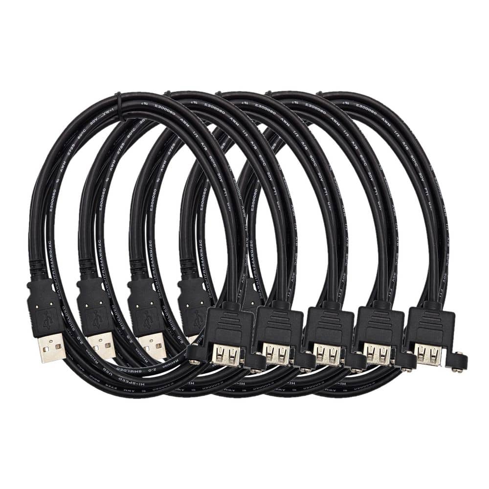 6 ft. USB 2.0 Type A / A Panel Mount Extension Cable-Black 5-Pack price history on PriceWatchPro