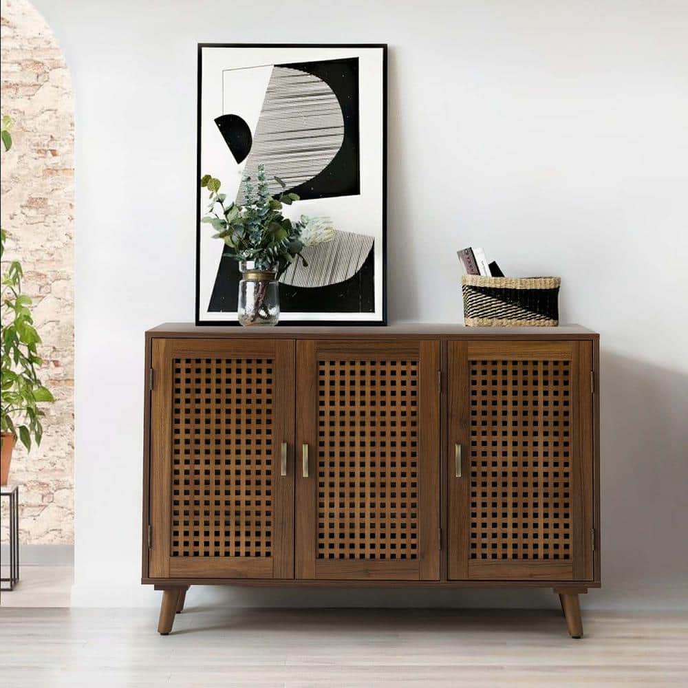JAYDEN CREATION Eric Espresso 3-Door Accent Cabinet with Beech