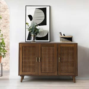 Eric Espresso 3-Door Accent Cabinet with Beech Wood Lattice Doors