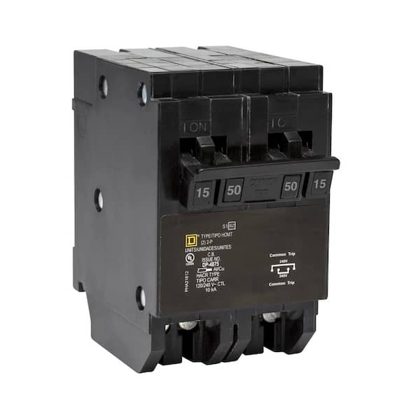 Square D Homeline 1-15 Amp 2-Pole, 1-50 Amp 2-Pole Quad Tandem Circuit Breaker