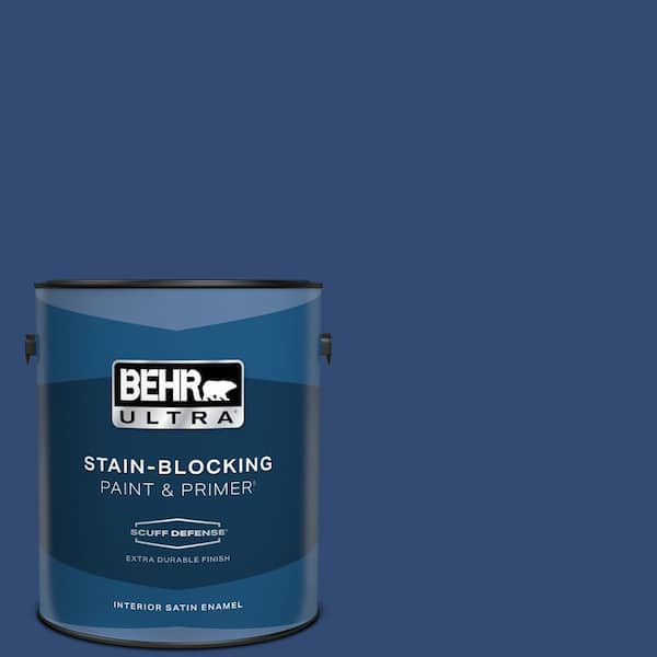 BEHR ULTRA 1 gal. #S-H-580 Navy Blue Extra Durable Satin Enamel Interior Paint & Primer