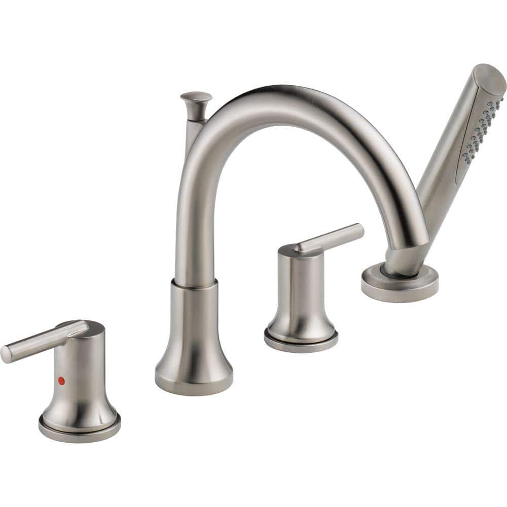 Delta Trinsic 2-Handle Deck-Mount Roman Tub Faucet with Hand Shower Trim  Kit Only in Stainless (Valve Not Included) T4759-SS The Home Depot