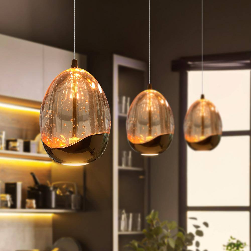 Elegant Venezia Gold LED Pendant with Champagne Glass Shade
