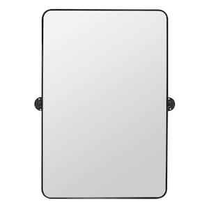 Delinah 24 in. W x 36 in. H Iron Rectangle Modern Black Solid Frame Wall Mirror