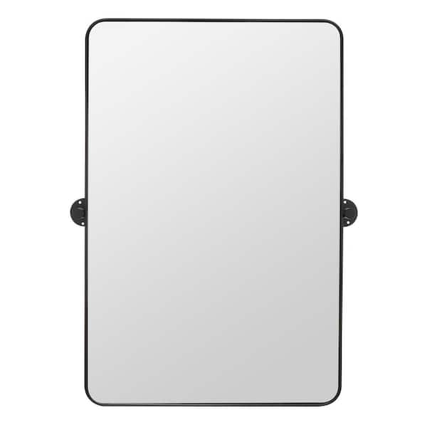SAFAVIEH Delinah 24 in. W x 36 in. H Iron Rectangle Modern Black Solid Frame Wall Mirror