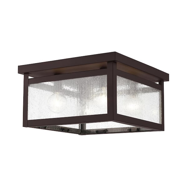 AVIANCE LIGHTING Lyford 11 in. 4-Light Bronze Flush Mount with Clear Seeded Glass