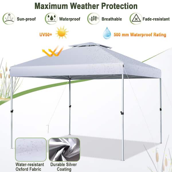 Costway 2-Tier 10 ft. x 10 ft. White Pop-Up Canopy Tent
