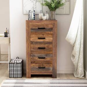 Dagan 5-Drawer Natural Rustic Chest 45 in H. x 24 in W. x 16 D.
