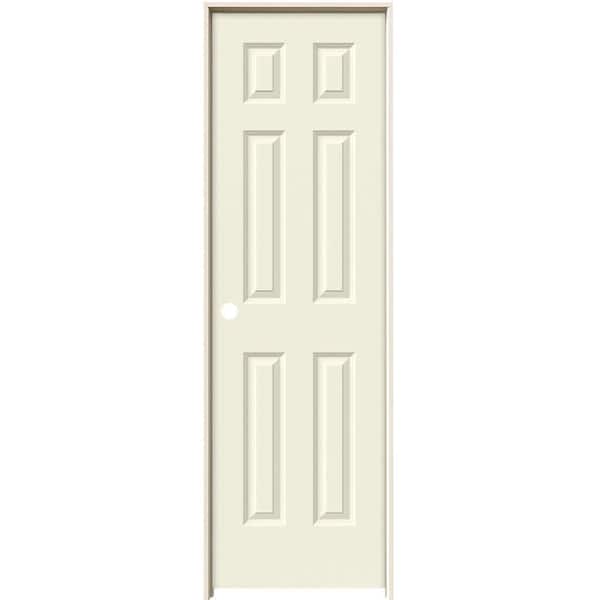 JELD-WEN 24 in. x 80 in. Colonist Vanilla Painted Right-Hand Smooth Solid Core Molded Composite MDF Single Prehung Interior Door