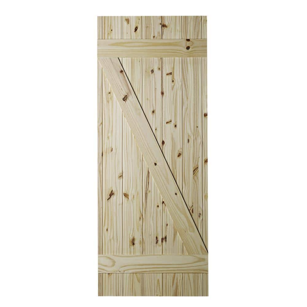 33 in. x 84 in. Cellar Z-Brace Unfinished Knotty Pine Interior Barn Door Sl