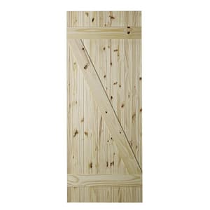 33 in. x 84 in. Cellar Z-Brace Unfinished Knotty Pine Interior Barn Door Slab