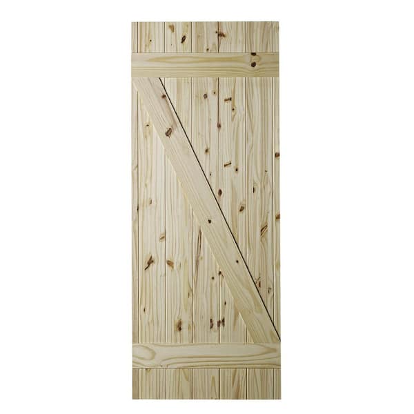 Colonial Elegance 33 in. x 84 in. Cellar Z-Brace Unfinished Knotty Pine Interior Barn Door Slab