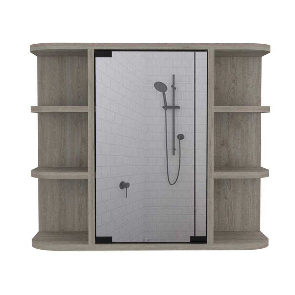 24 in. W x 20 in. H Rectangular Aluminum Medicine Cabinet with Mirror in Gr