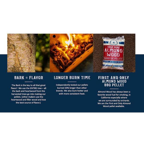 KNOTTY WOOD BARBECUE COMPANY 20 lbs. Cabernet Wine Almond Wood (2-Pack)  Plus 20 lbs. Pure Almond Wood BBQ Smoker Pellets Combo Pack KWBBQ2AW1A015 -  The Home Depot