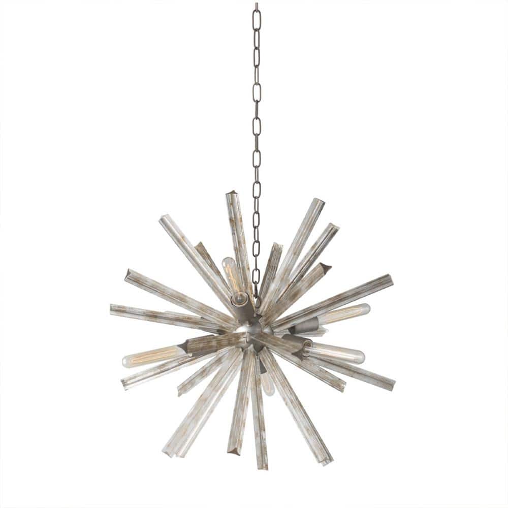 6-Light Antique Iron Sputnik Crystal Chandelier