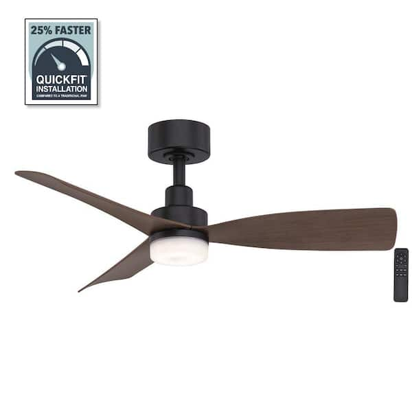 Hampton Bay Marlston 36 in. Indoor/Outdoor Matte Black with Whiskey Blades Ceiling Fan with Adjustable White with Remote Included