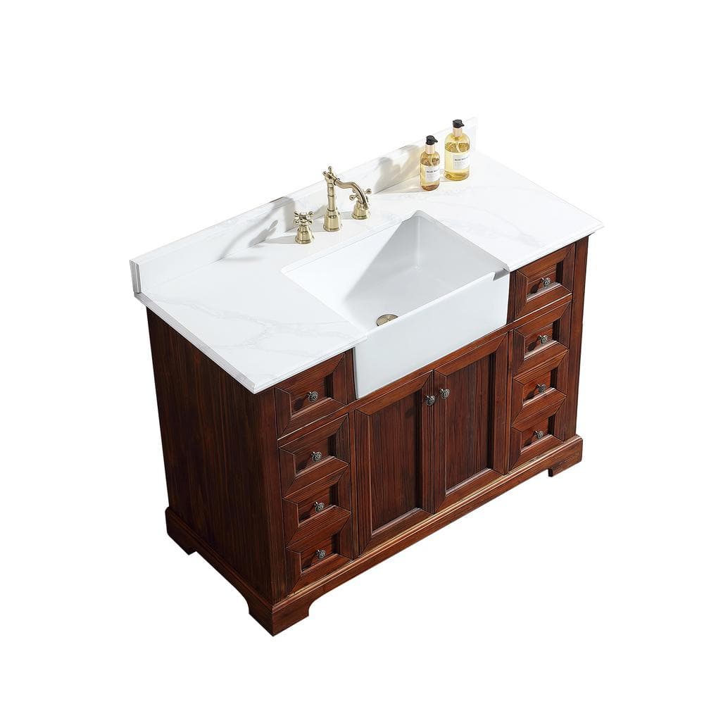 INSTER ANTIQUE 48 in. W x 22 in. D x 35 in. H Single Sink Solid Wood ...