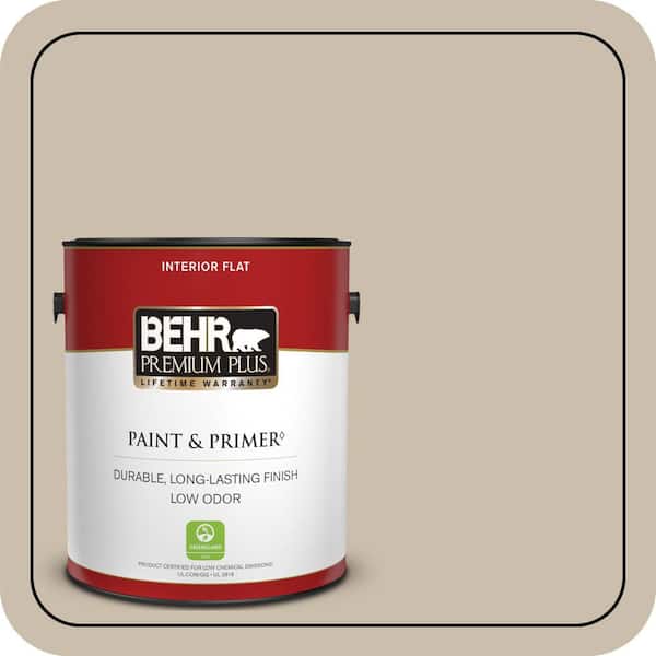 BEHR PREMIUM PLUS 1 gal. Home Decorators Collection #HDC-AC-10 Bungalow Beige Flat Low Odor Interior Paint & Primer