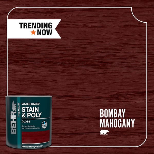 BEHR 1 qt. #TIS-354 Bombay Mahogany Gloss Semi-Transparent Water-Based Interior Stain and Poly in One
