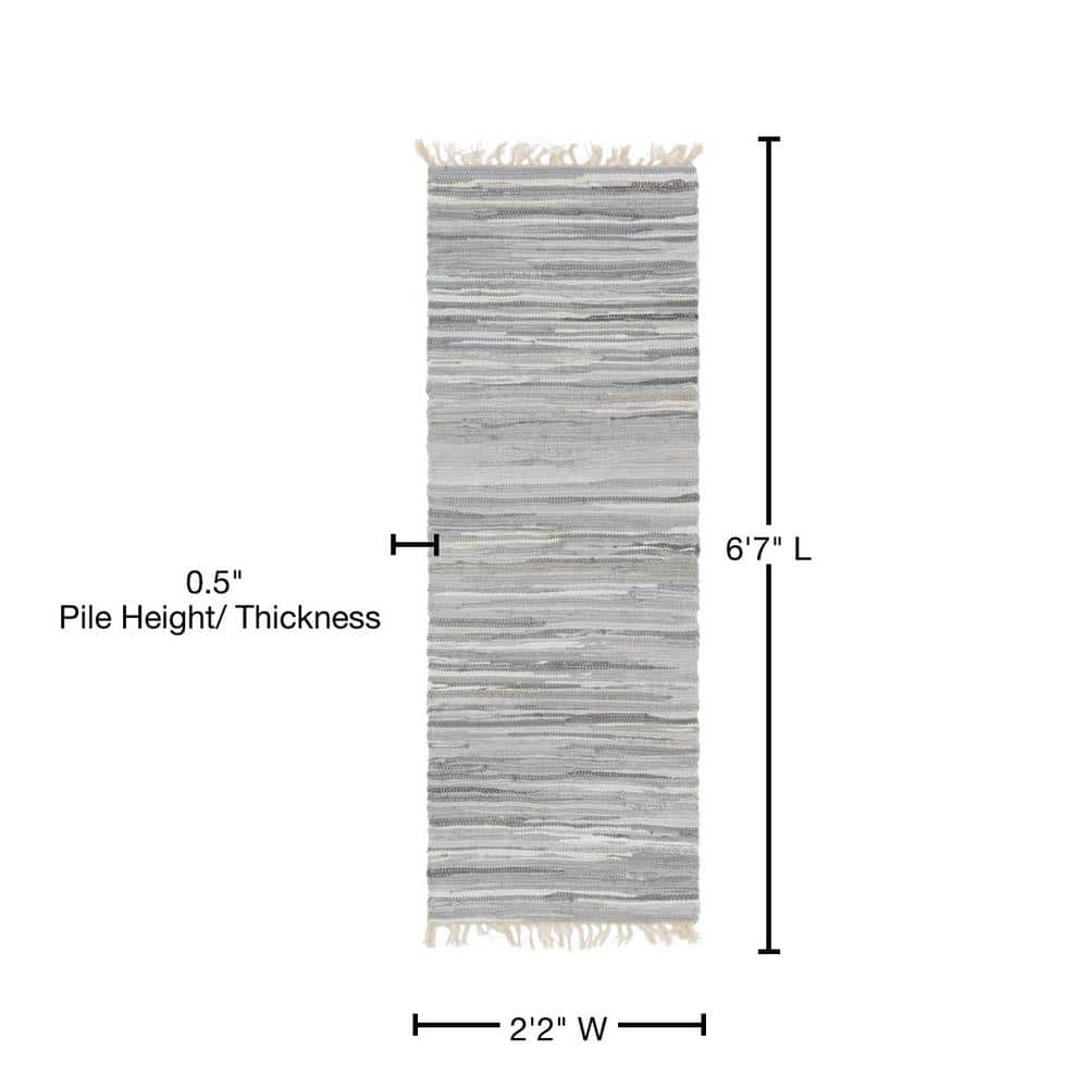 Handmade Gray Stripe Cotton Reversible Runner Rug
