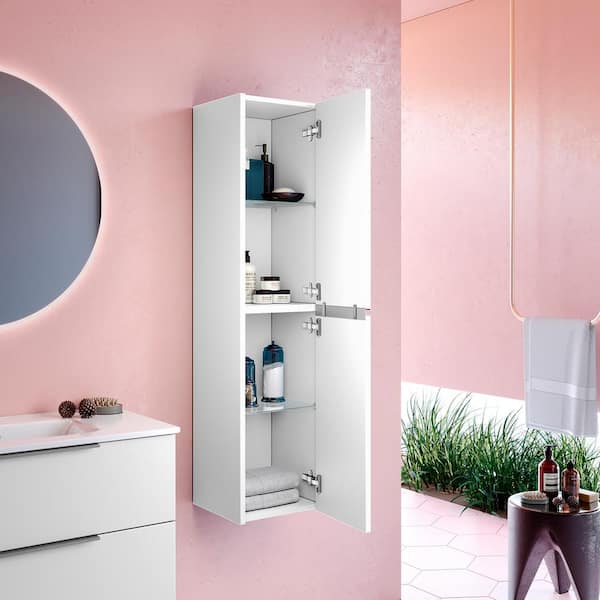 Dalia 13.8 in. W x 12.5 in. D x 55 in. H Bathroom Storage Wall Cabinet in Gloss White