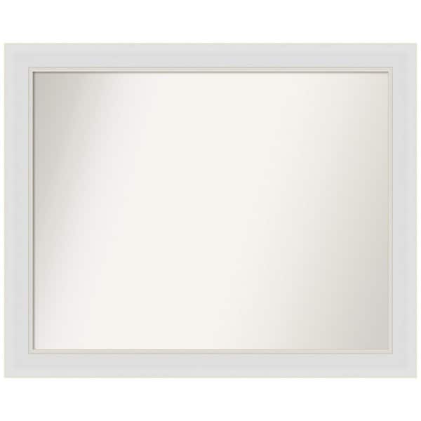 Amanti Art Flair Soft White Narrow 32 in. W x 26 in. H Rectangle Non-Beveled Framed Wall Mirror in White