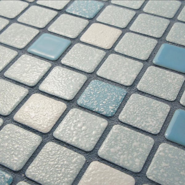 Merola Tile Crystalline Square Blue 11-3/4 in. x 11-3/4 in. Porcelain Mosaic Tile (9.8 Sq. ft./Case), Blue / Mixed Finish