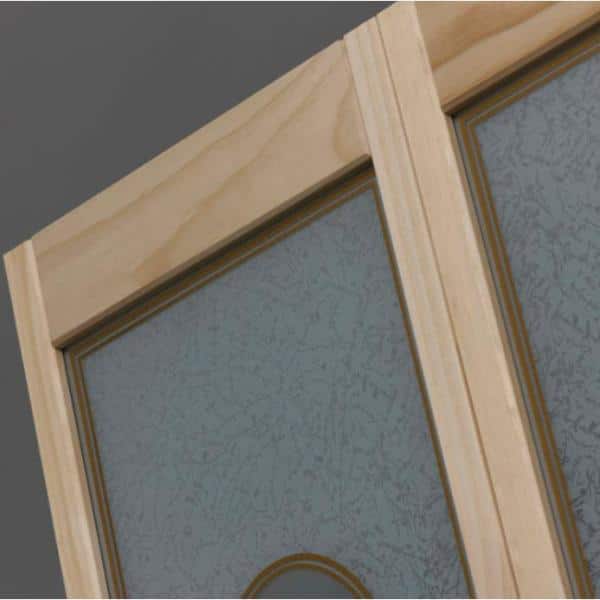 Victorian Unfinished Pine Bifold Door with Patterned Glass