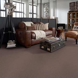 Brave Soul I - Fudge - Brown 34.7 oz. Polyester Texture Installed Carpet