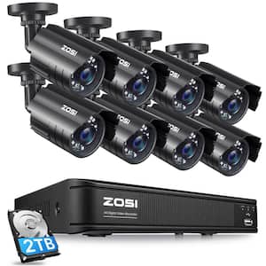 8-Channel 5MP-Lite 2TB DVR Security Camera System with 8 1080p Outdoor Wired Cameras, Surveillance System