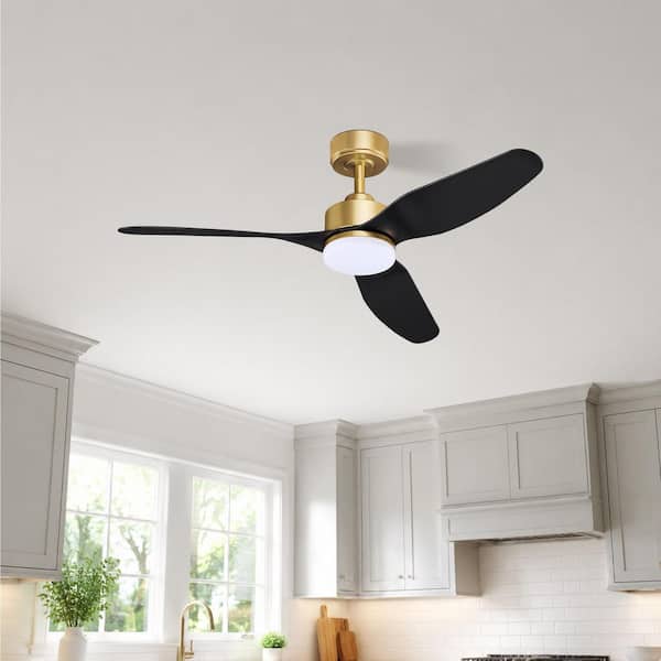 48 in. Smart Outdoor Indoor Gold Black Ceiling Fans with LED Lights and Remote, WIFI Alexa App Workable, Quiet DC Motor