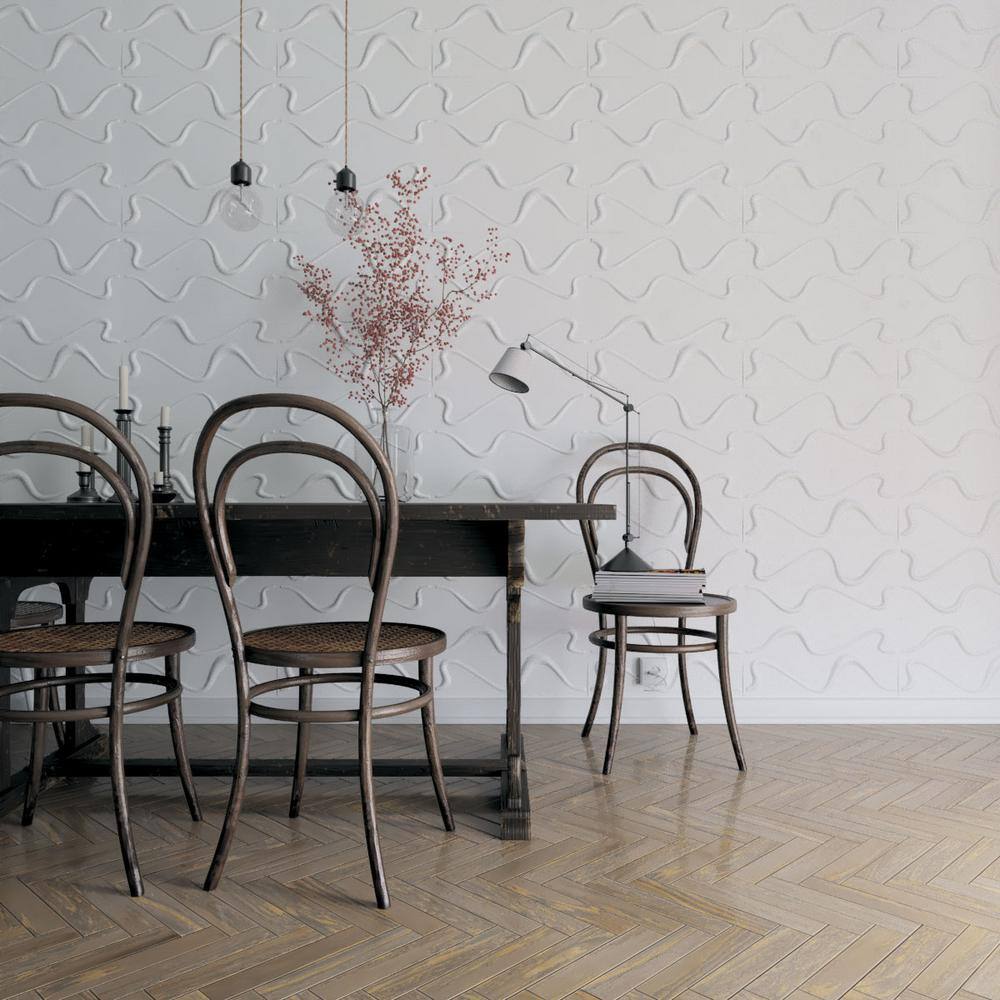 White Textured PVC 3D Decorative Wall Panel 19.63" x 19.63"