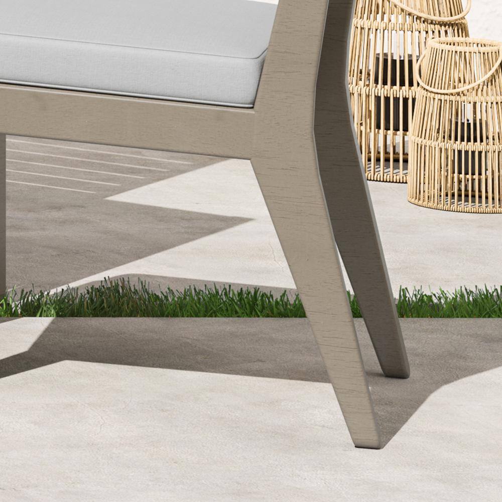 Gray Acacia Wood Outdoor Dining Set with Cushions, 6 Person