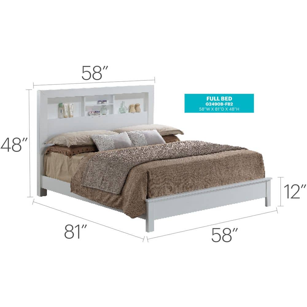 Burlington Classic Full/Double White Wood Upholstered Storage Bed
